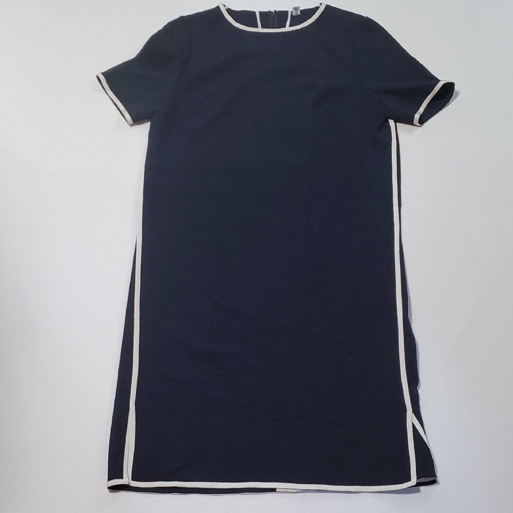 Vintage Roberto Avolio Milano Navy Dress with White Accents